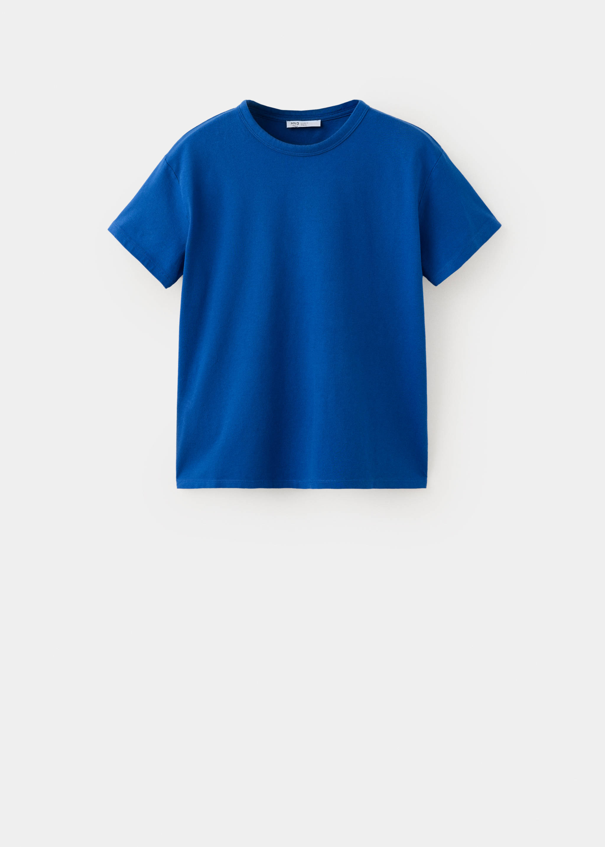 Vibrant blue short-sleeved t-shirt with a crew neck.