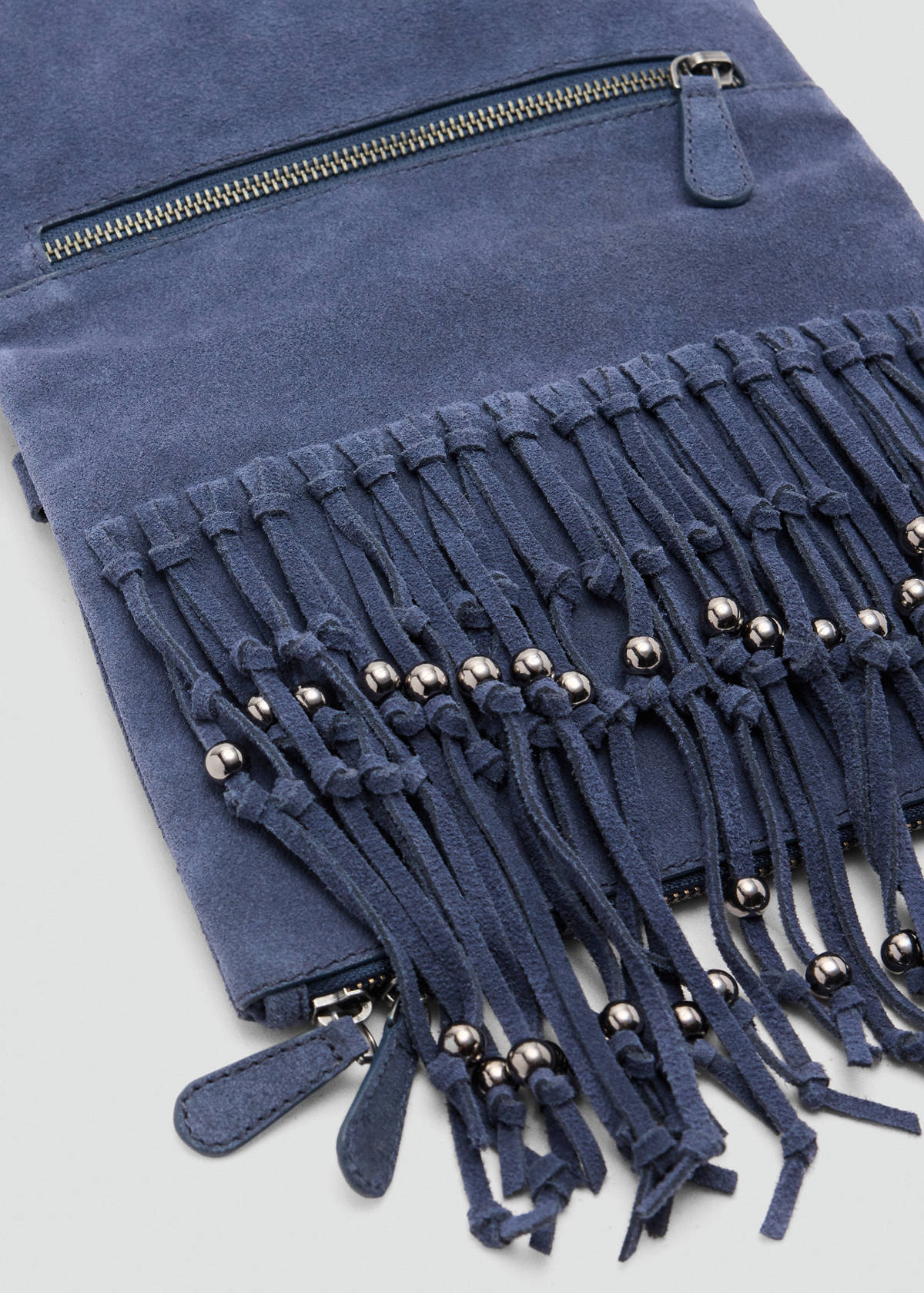 Fringed suede bag — Navy