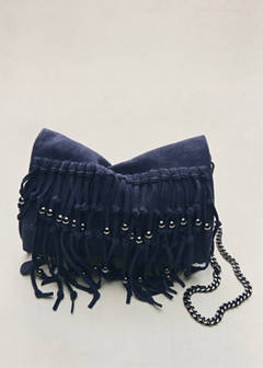 Fringed suede bag — Navy 2
