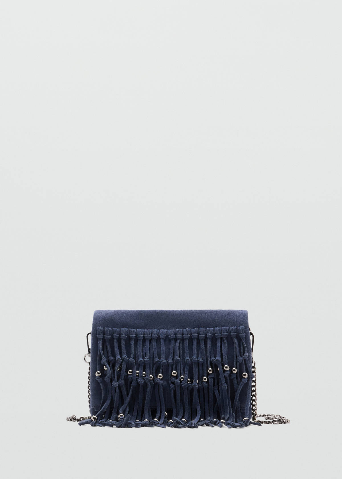 Fringed suede bag — Navy