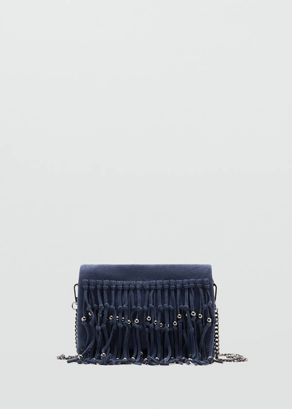 Fringed suede bag — Navy