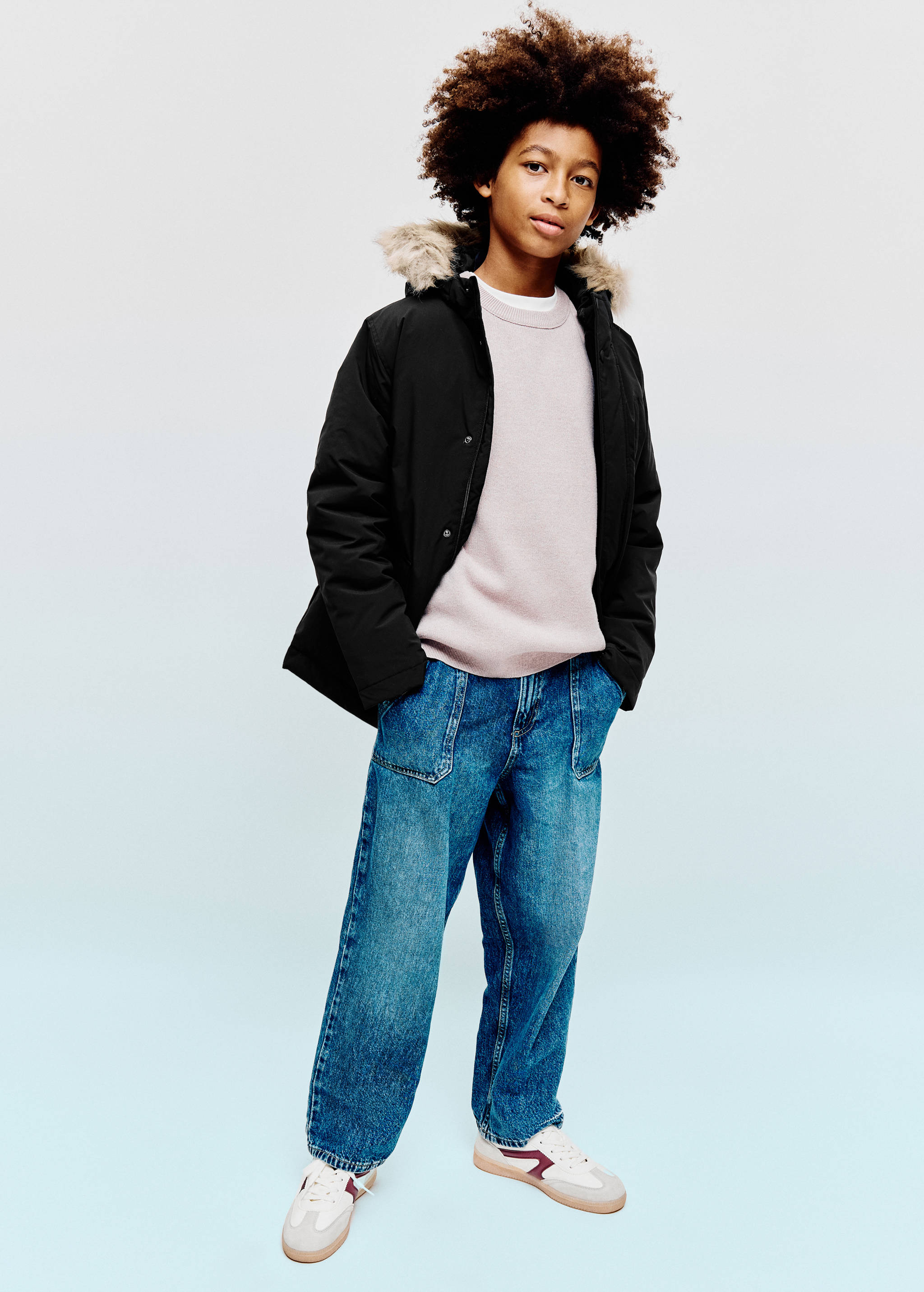 Anorak acolchado capucha pelo - Plano general