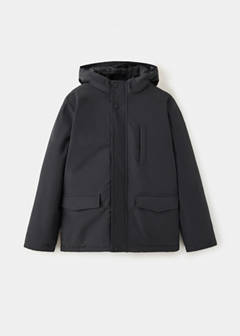 Puffer coat with fur-effect hood — Black 4