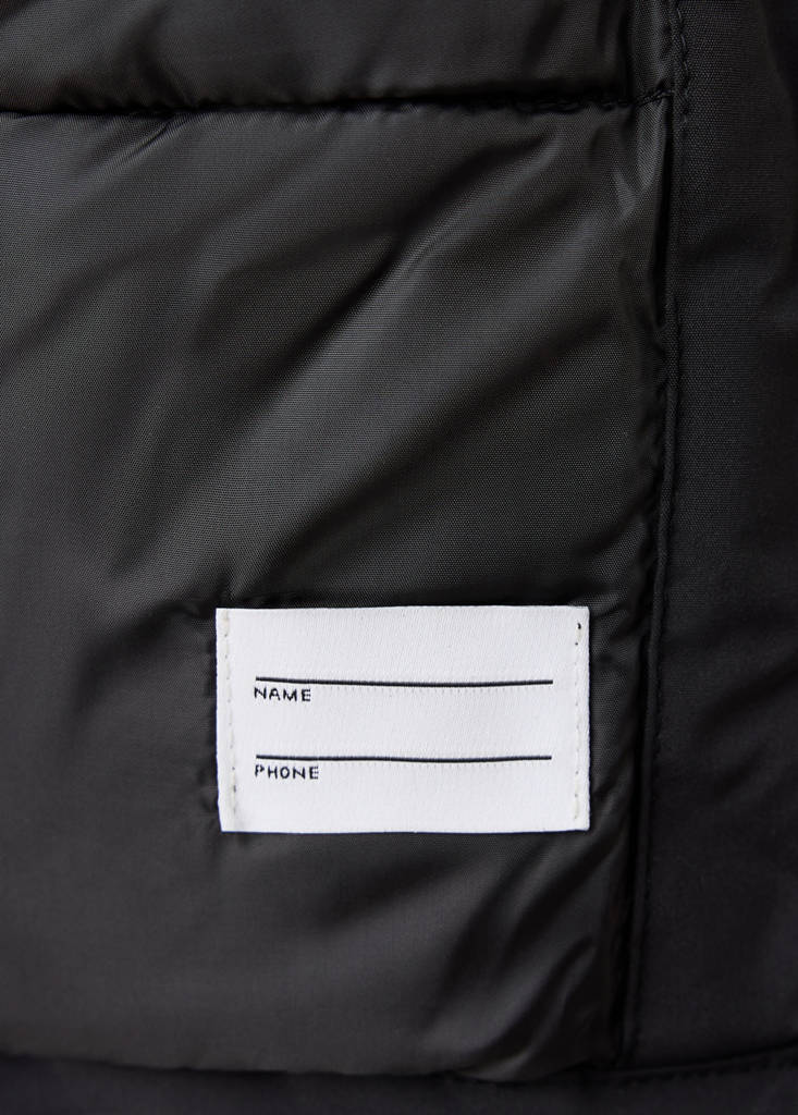 Puffer coat with fur-effect hood — Black