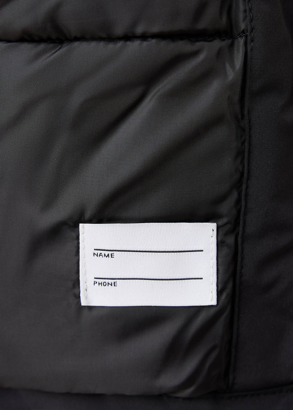 Puffer coat with fur-effect hood — Black