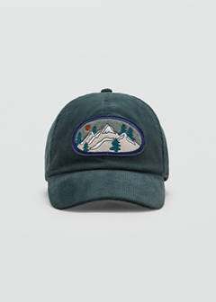 Corduroy cap with embroidered detail — Dark Green 3