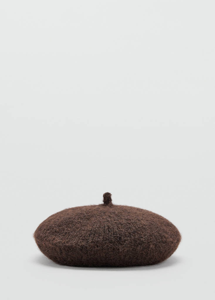 Beret z mieszanki wełny khaki - Kobieta - Rozmiar uniwersalny - MANGO