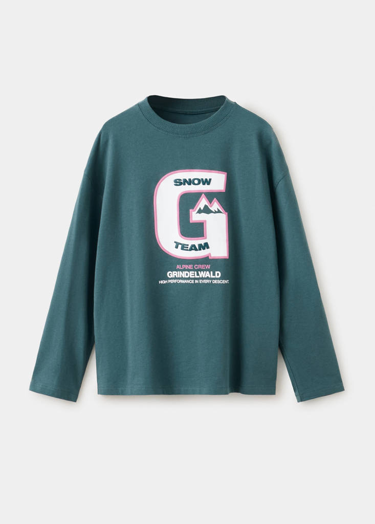 Koszulka oversize ze wzorem ciemnozielony - Dzieci - 9-10 lata - MANGO KIDS