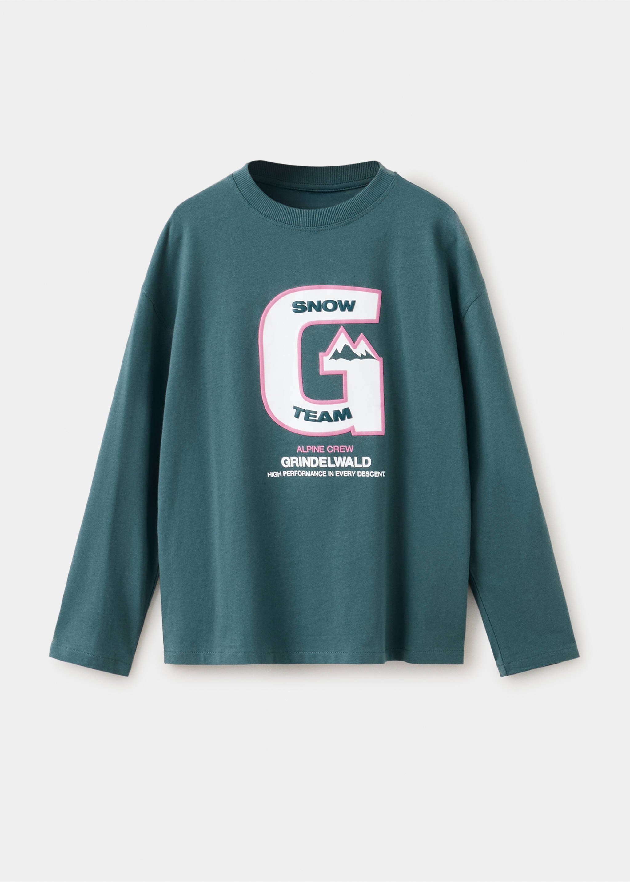 T-shirt en coton avec lettre et message imprimés - Article sans modèle, Vert foncé. Ref: 37027127-00.