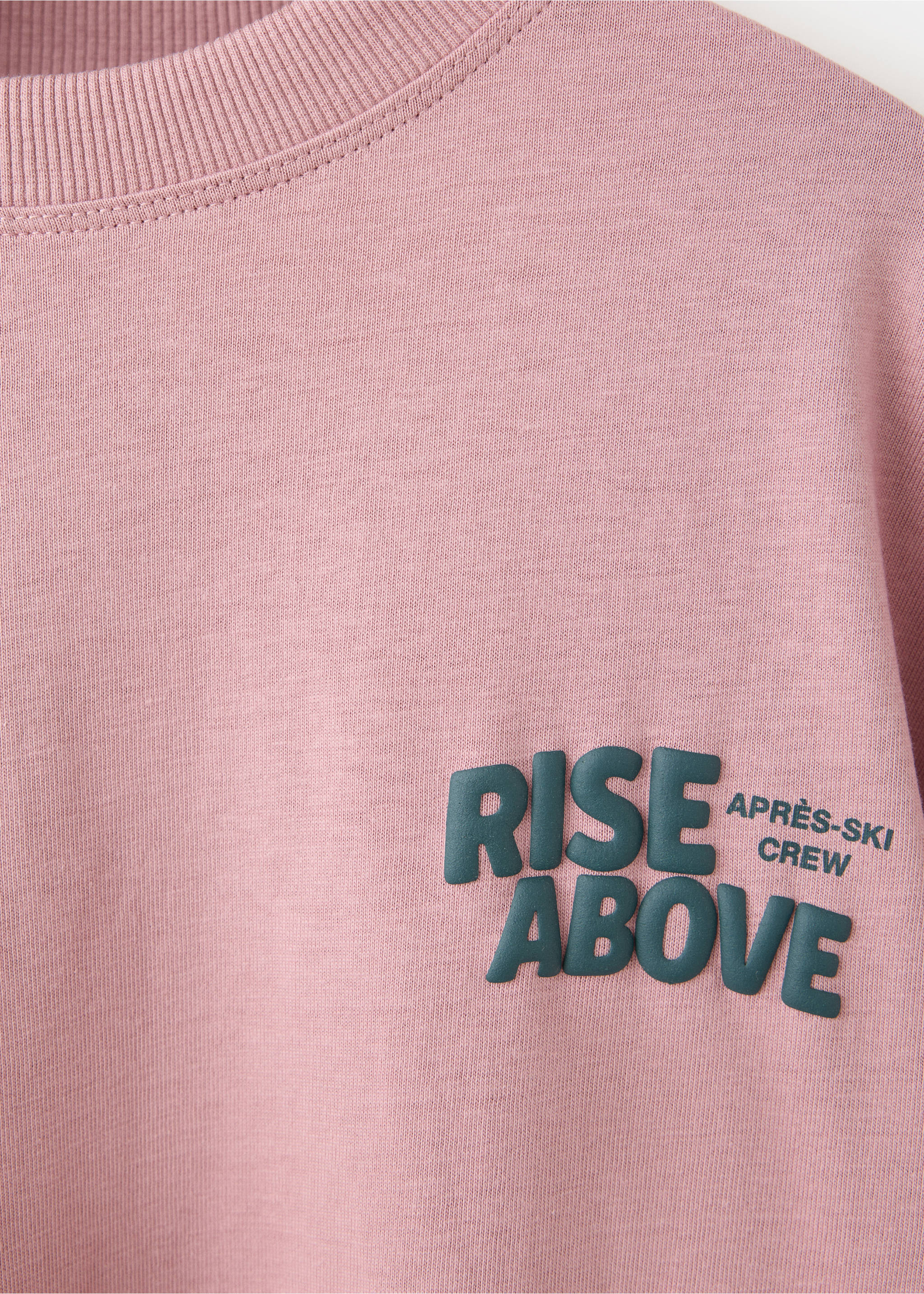 T-shirt en coton avec motif ski et message imprimés - Détail de l'article 8, Rose pâle. Ref: 37027128-00.