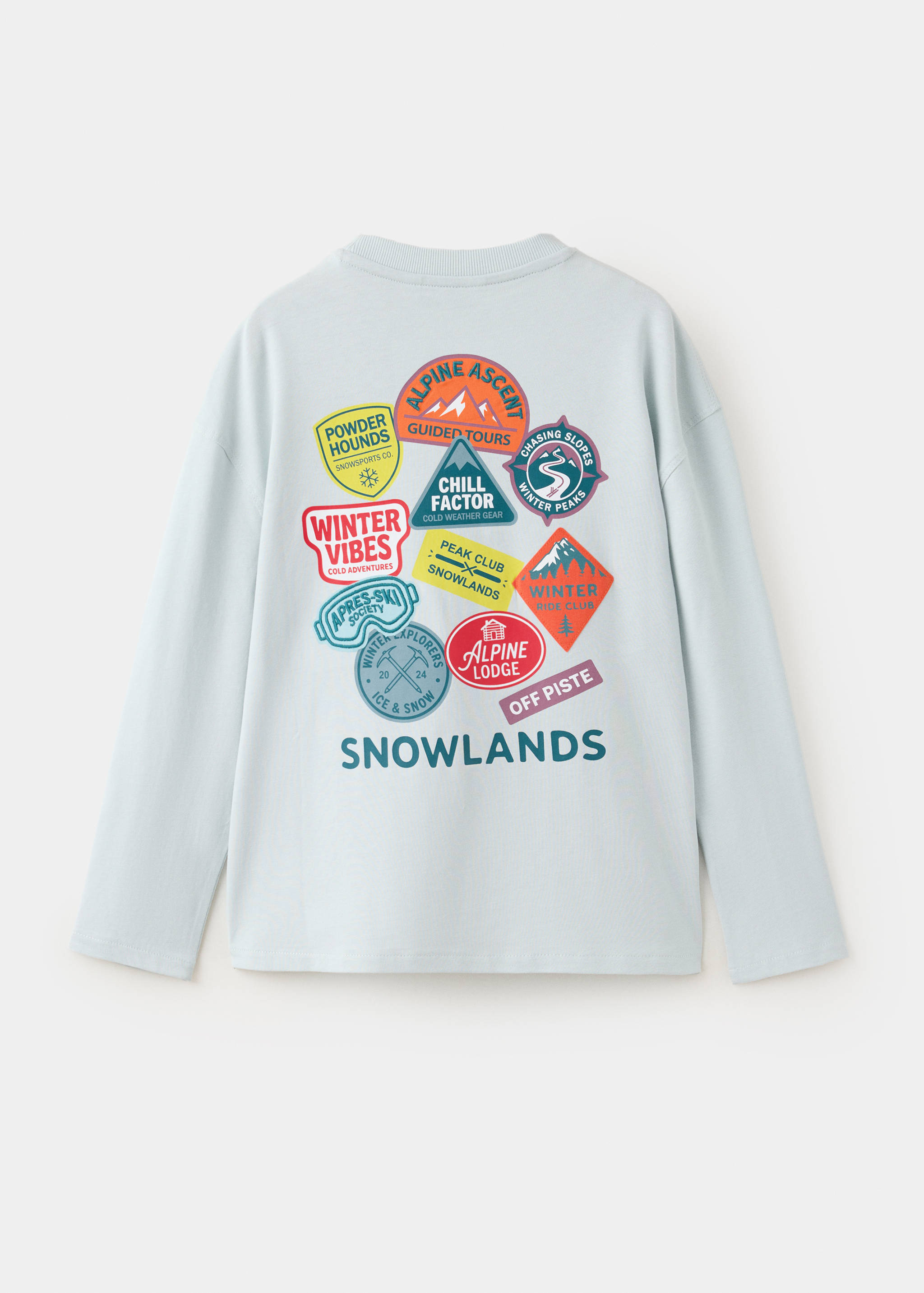 T-shirt en coton avec motifs ski et messages imprimés - Verso de l’article