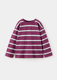 100% cotton striped t-shirt — Burgundy 2