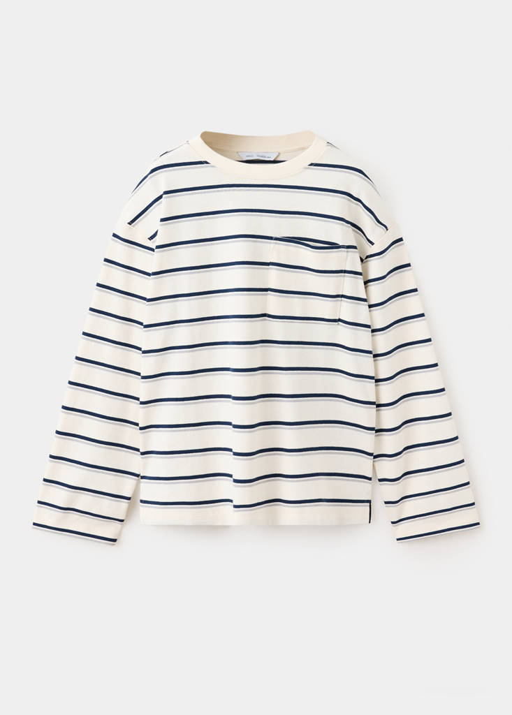Koszulka w paski oversize złamana biel - Dzieci - 9-10 lata - MANGO KIDS