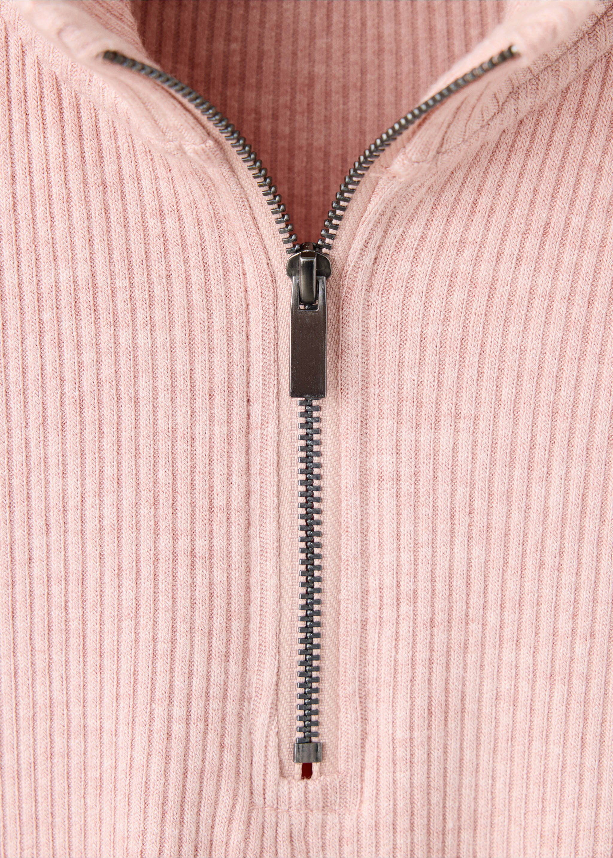 Ribbed  knit t-shirt - Details of the article 8, Pink. Ref: 37027140-00.