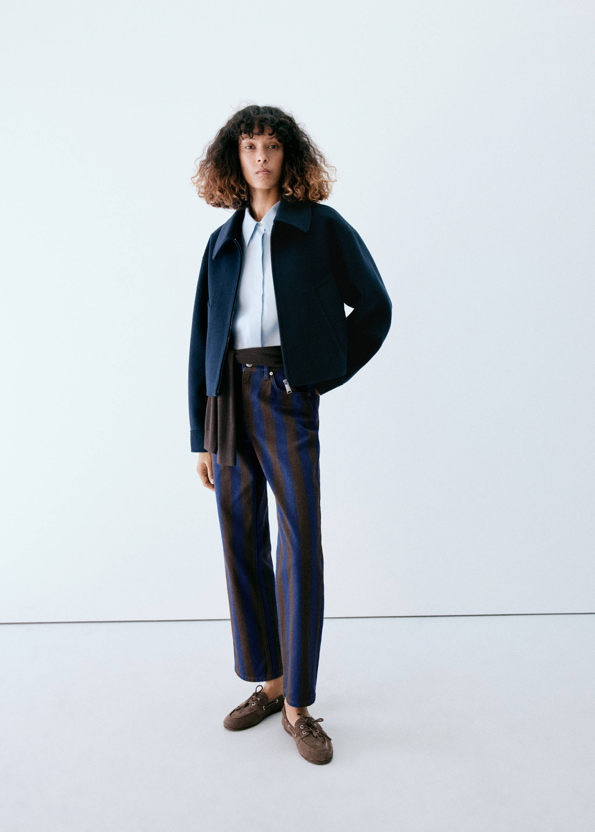 Jeans with stripes, regular waist - General plane
