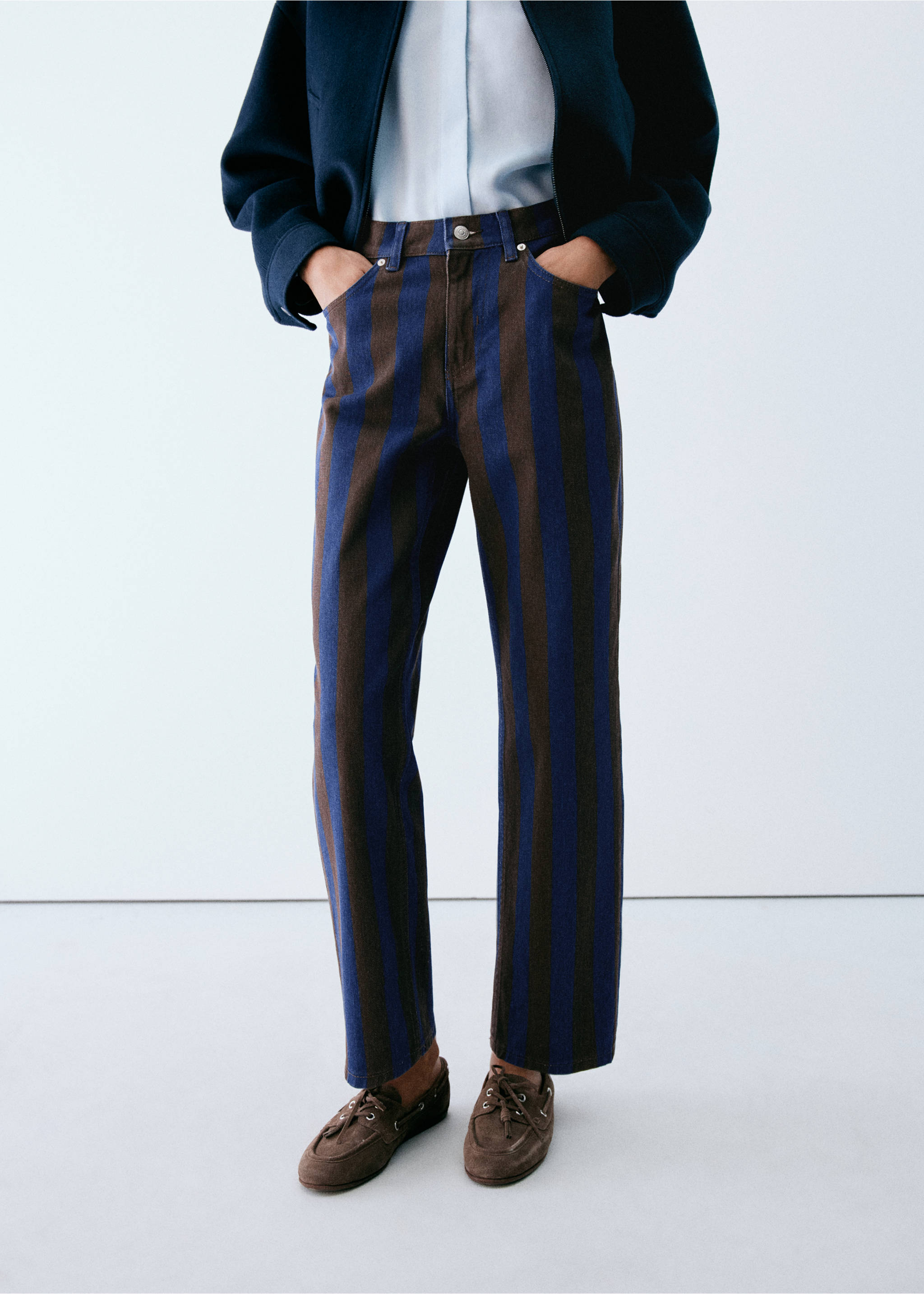Jeans with stripes, regular waist - Medium plane, Blue. Ref: 37027141-00.