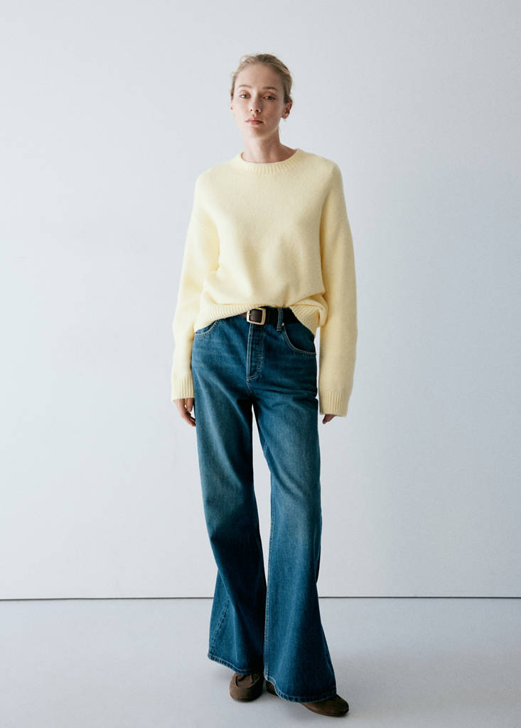 Sweter z dzianiny z okrągłym dekoltem szary - Kobieta - S - MANGO