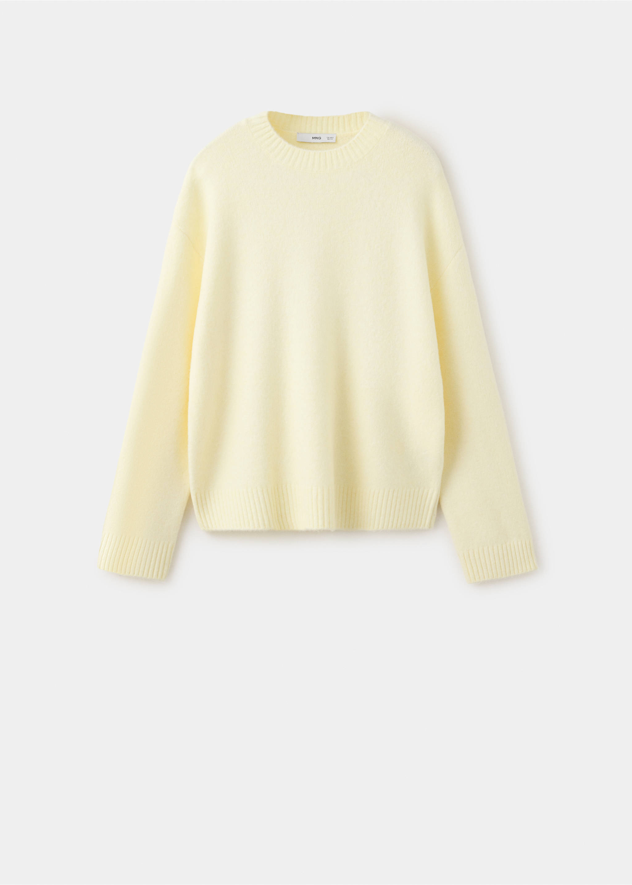 Round-neck knitted sweater - Article without model, Pastel Yellow. Ref: 37027775-00.