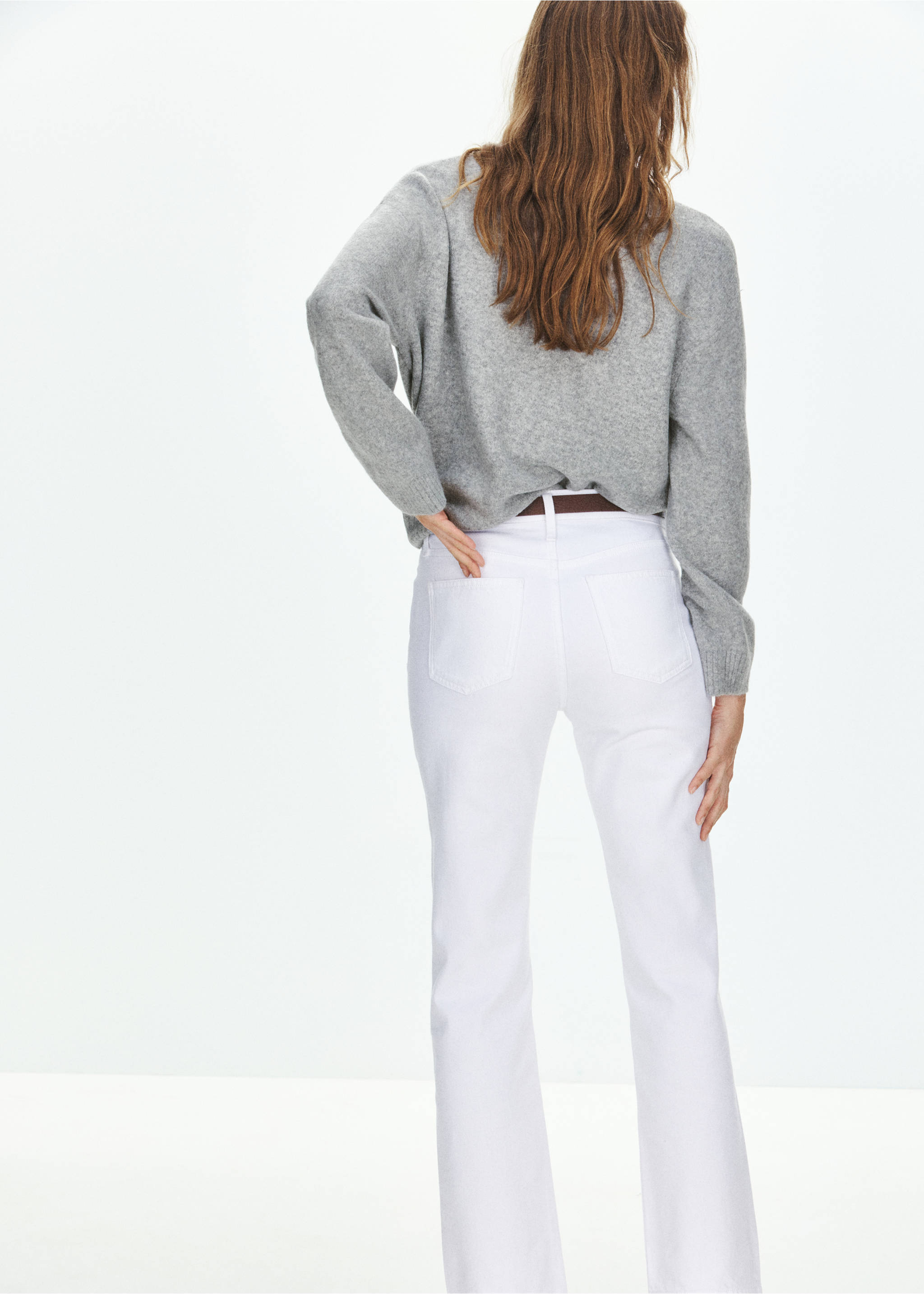 Grey knit jumper with a relaxed fit, shown from the back., Grey. Ref: 37027775-00.