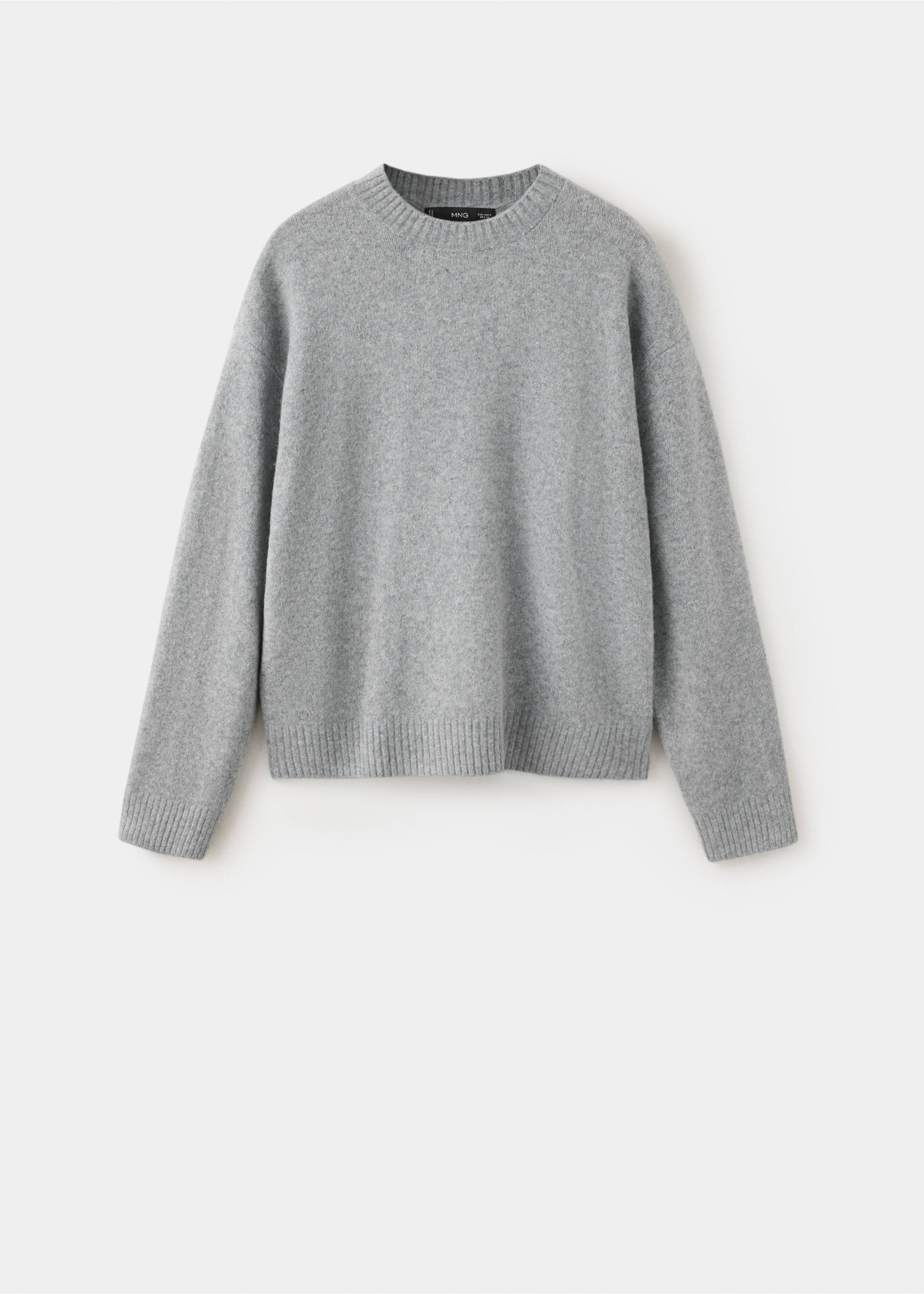 Round-neck knitted sweater - Article without model, Grey. Ref: 37027775-00.