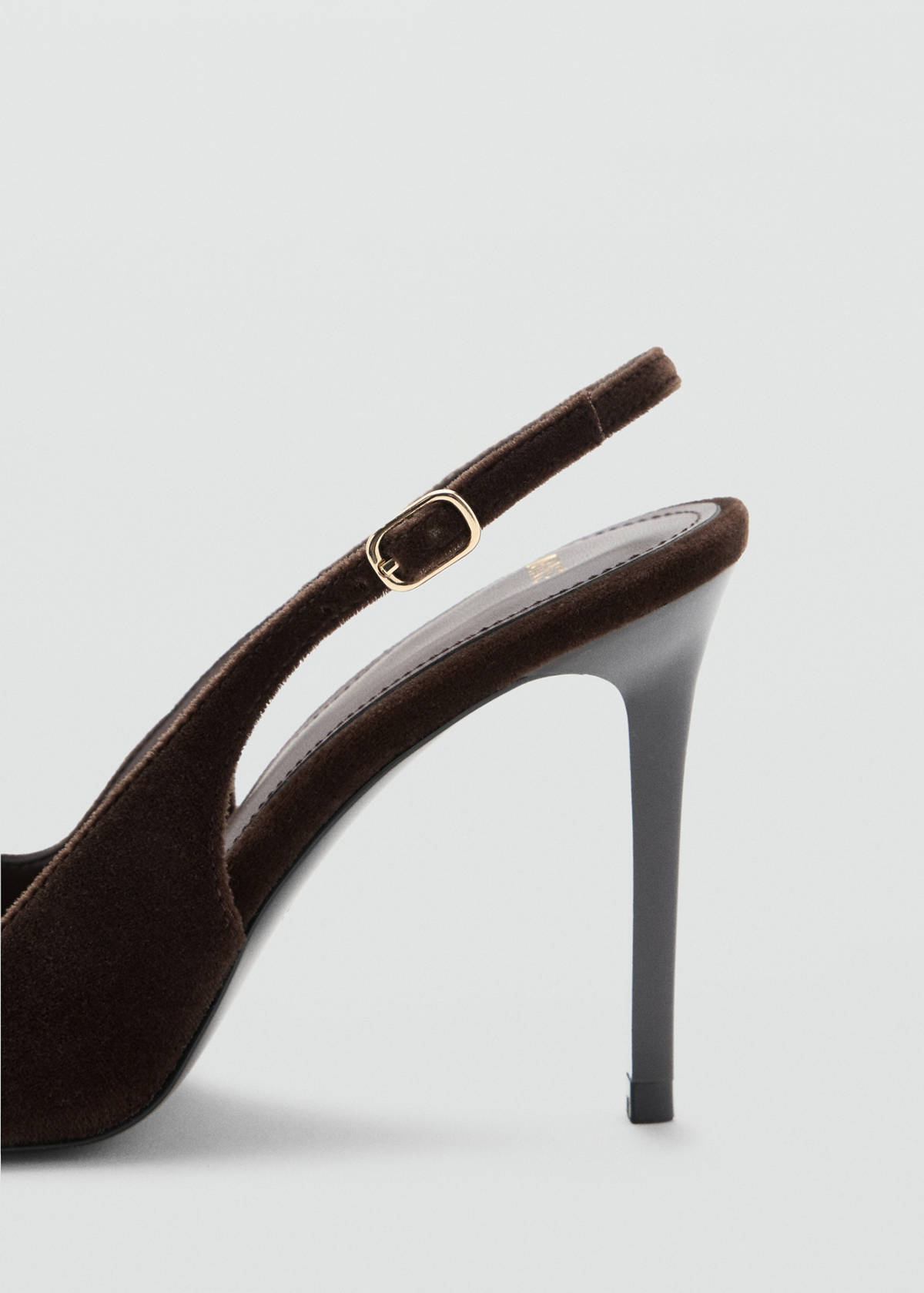 Velvet stiletto heel shoe — Chocolate