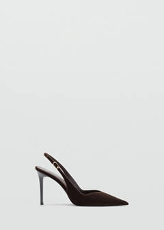 Velvet stiletto heel shoe — Chocolate 1