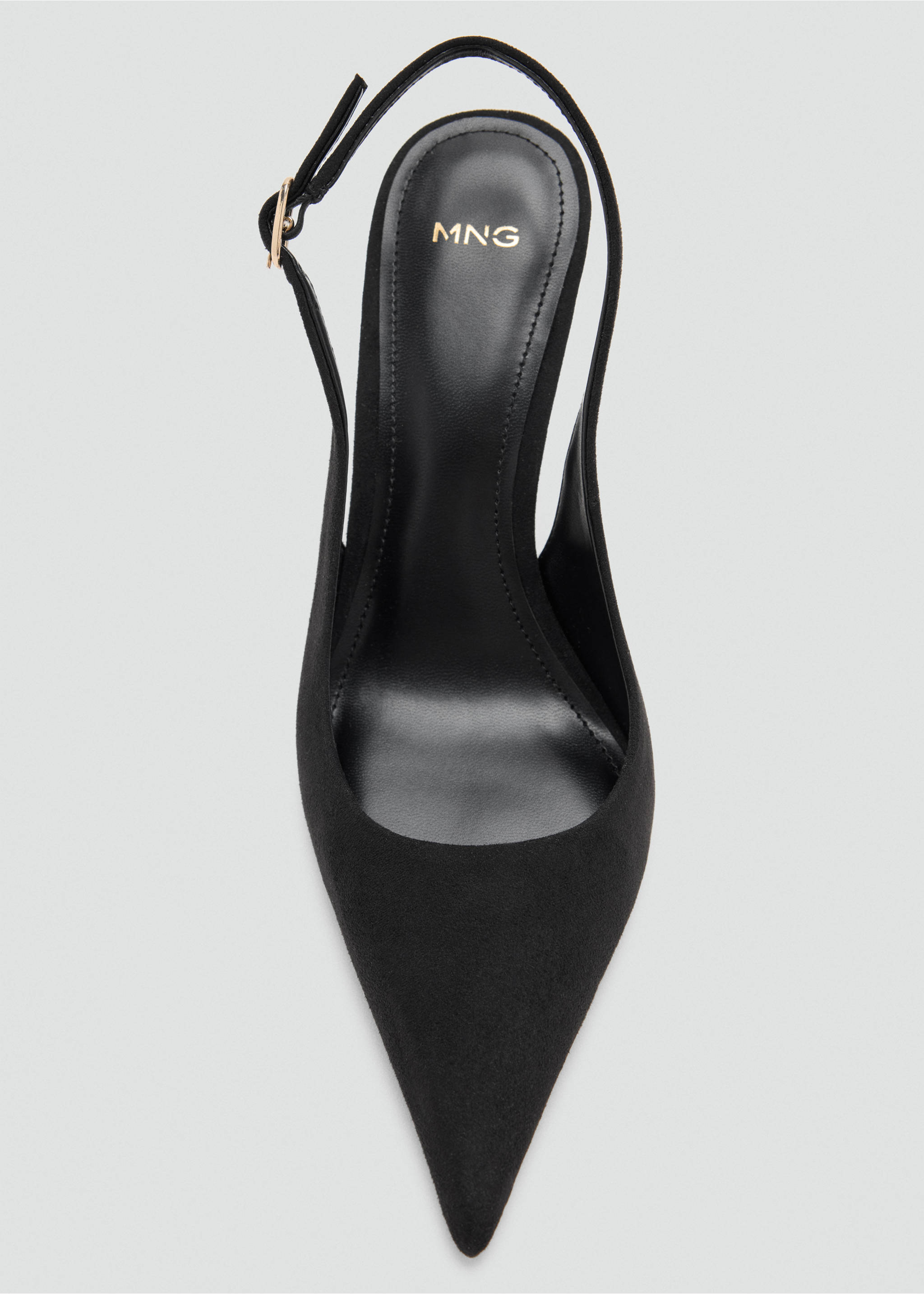 Black pointed-toe slingback shoe with a stiletto heel., Black. Ref: 37027779-00.