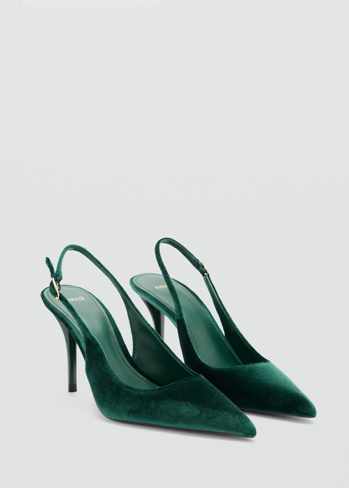 Velvet stiletto heel shoe — Green