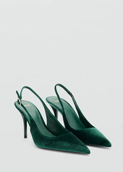 Velvet stiletto heel shoe — Green 4