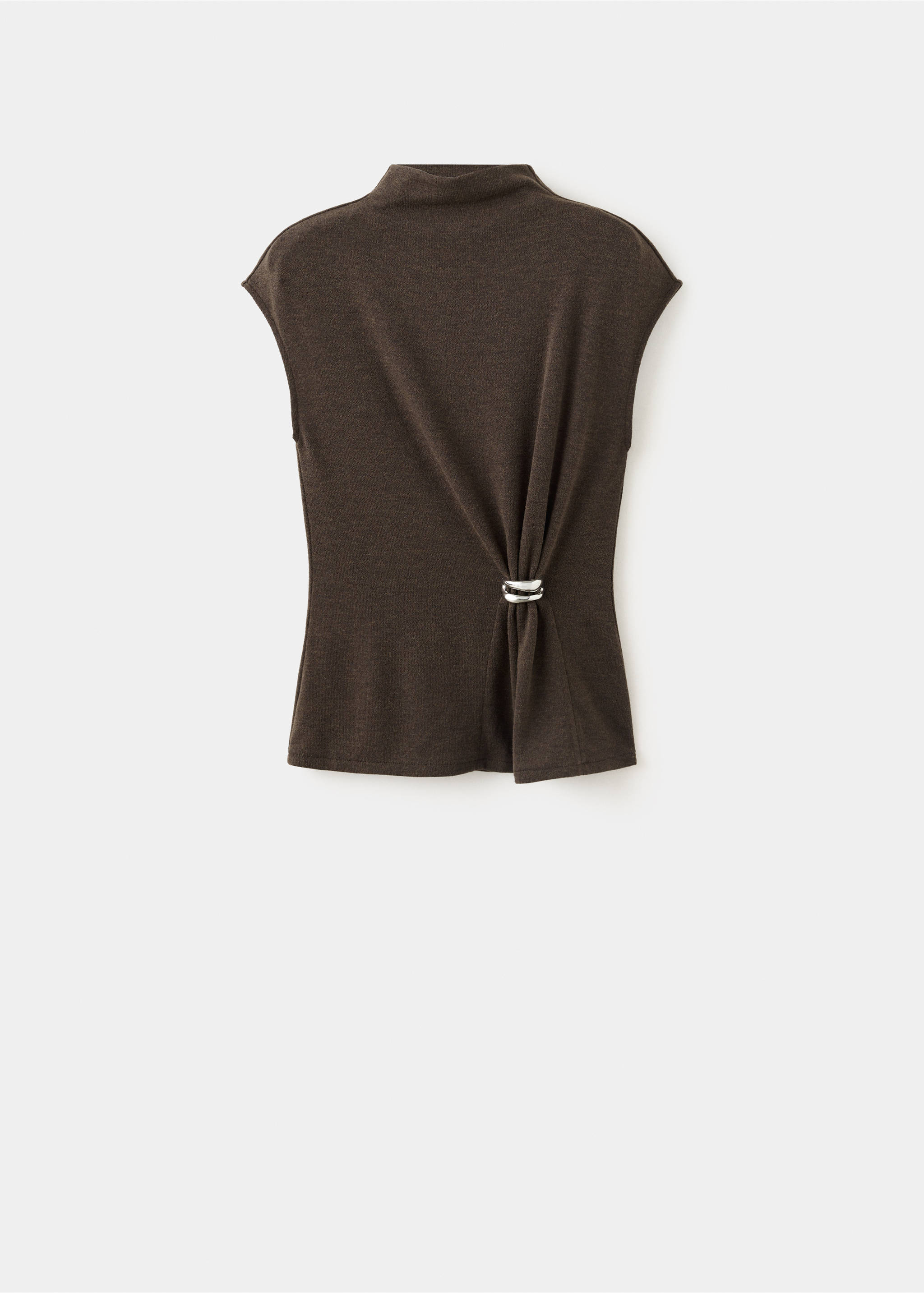 Top en maille détail de broche - Article sans modèle, Chocolat. Ref: 37027782-00.