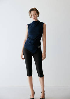 Asymmetrical ribbed knit top — Navy 2
