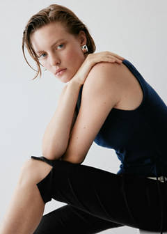 Asymmetrical ribbed knit top — Navy 5