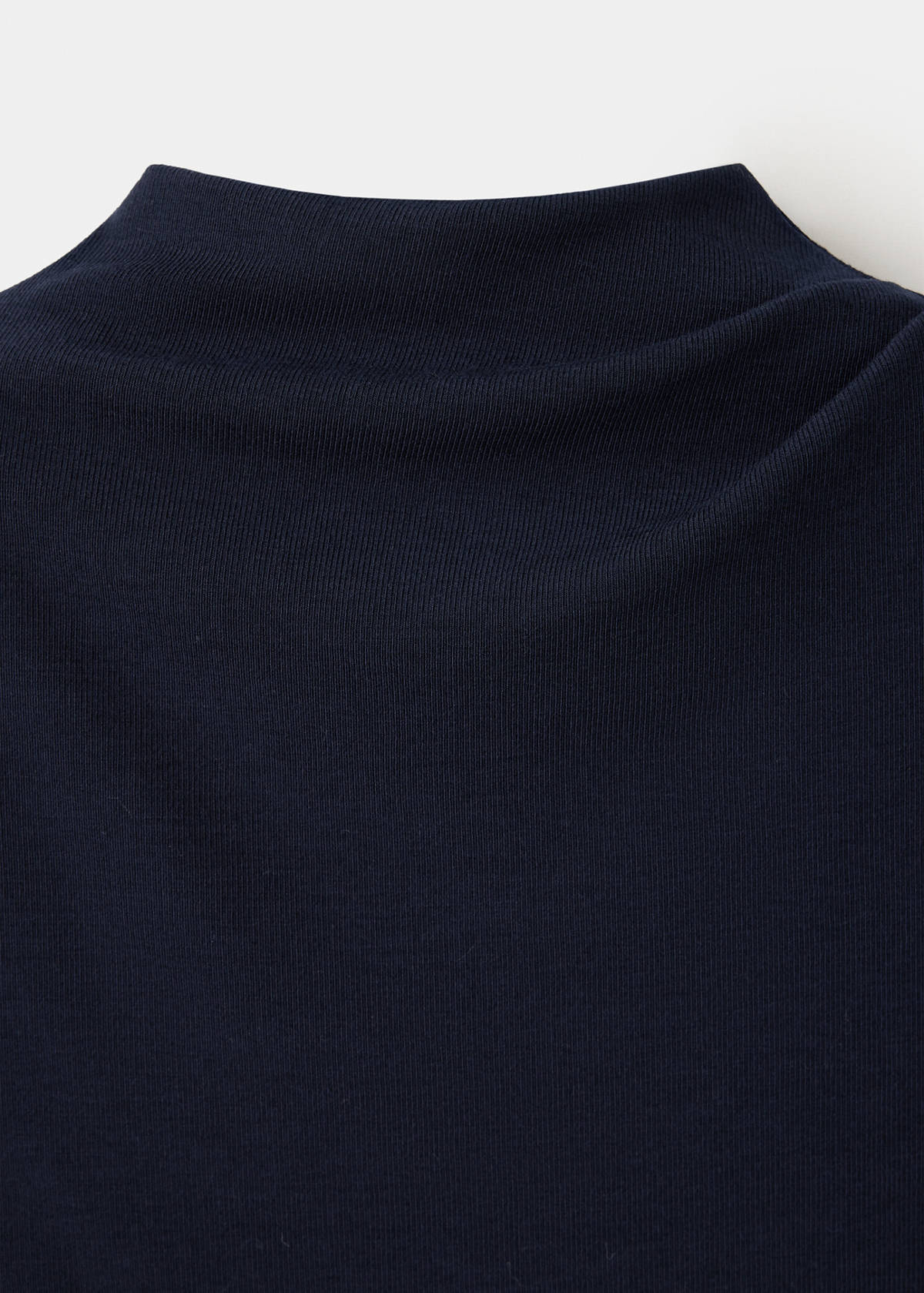 Asymmetrical ribbed knit top — Navy
