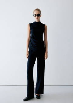 Asymmetrical ribbed knit top — Navy 13
