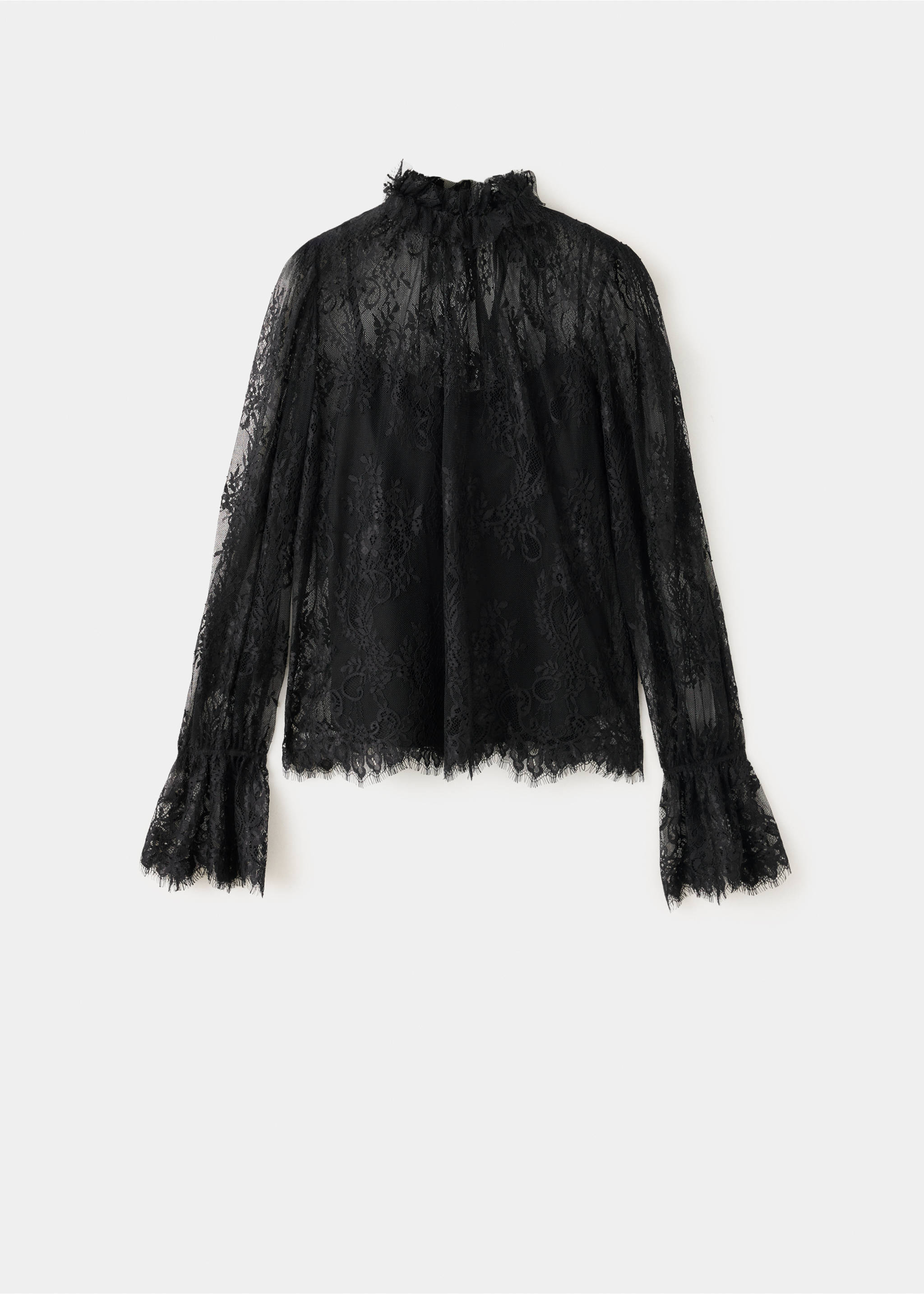 Blouse en dentelle semi-transparente - Article sans modèle, Noir. Ref: 37027787-00.