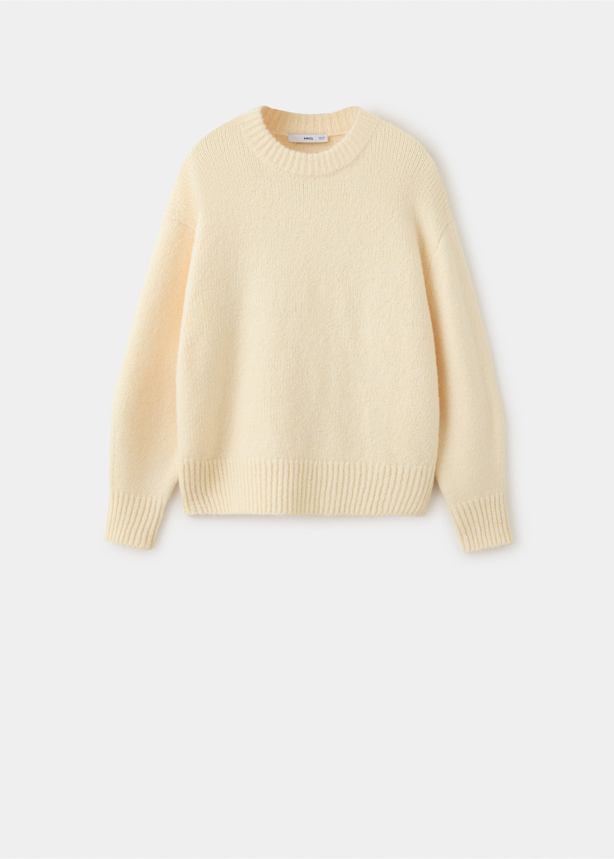 Pale yellow knitted jersey with a ribbed crew neck and cuffs., Pastel Yellow. Ref: 37027788-00.