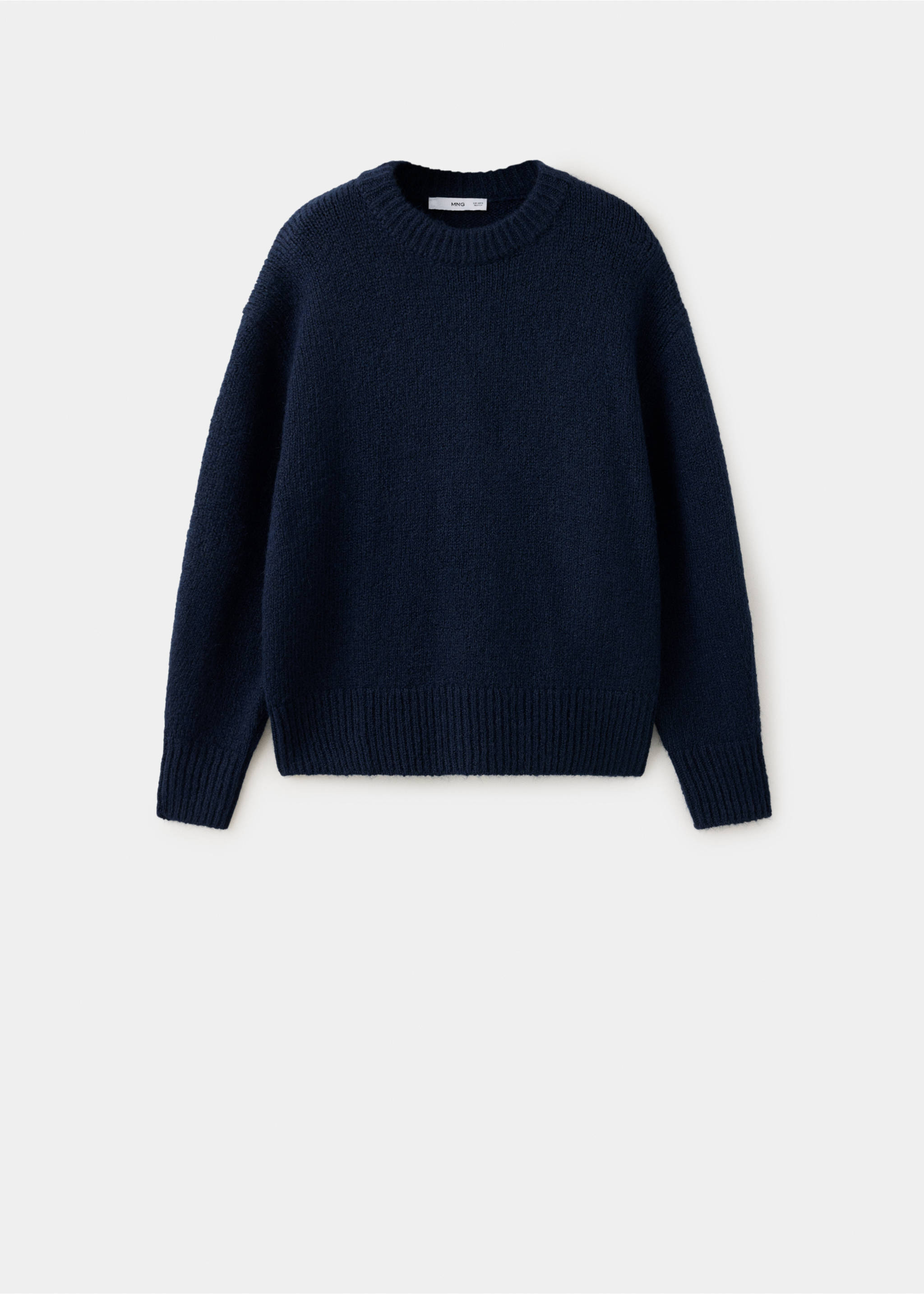 Dark blue crew-neck knitted jumper with ribbed trims., Navy. Ref: 37027788-00.