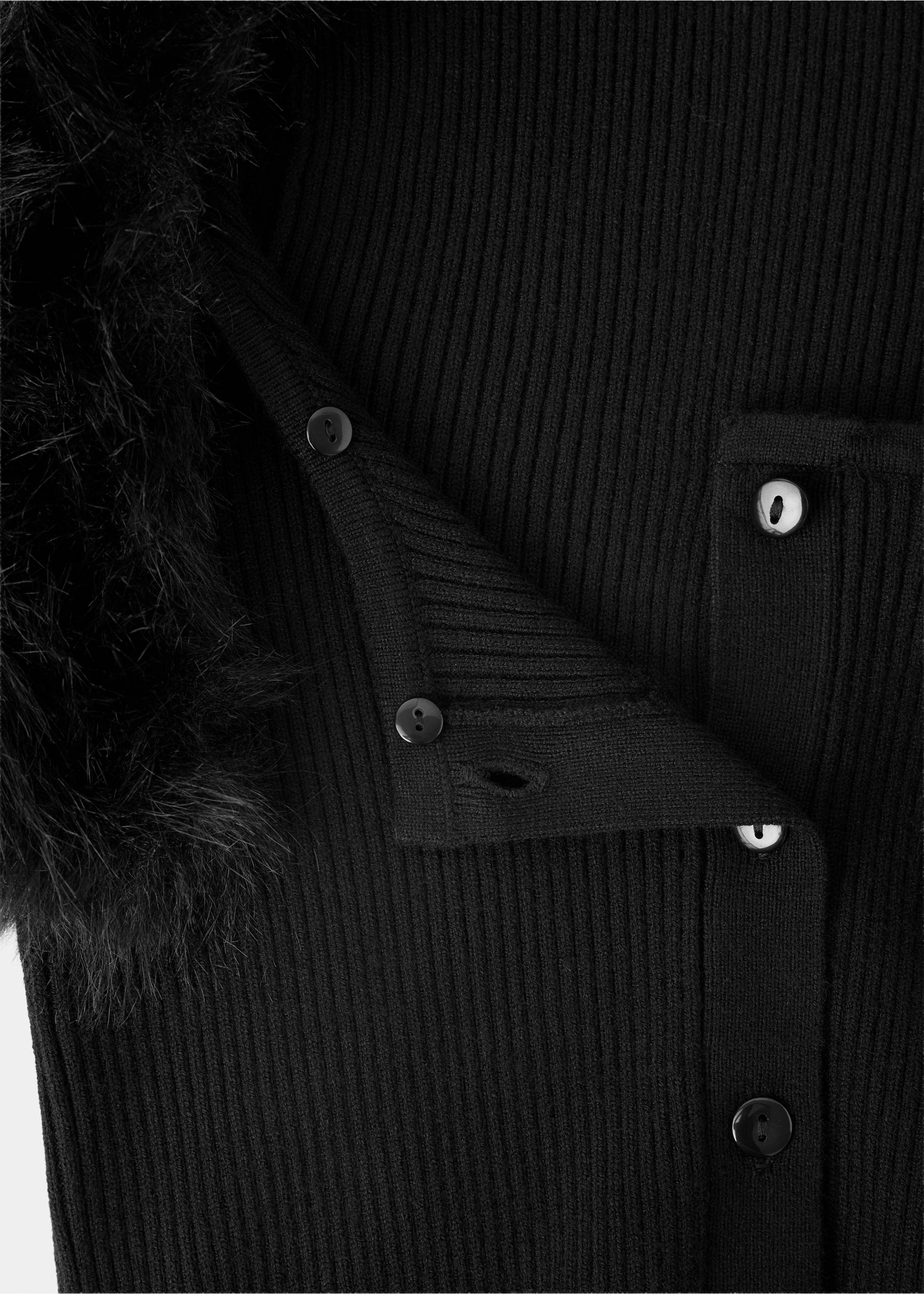 Cardigan col imitation fourrure amovible - Détail de l'article 8, Noir. Ref: 37027789-00.