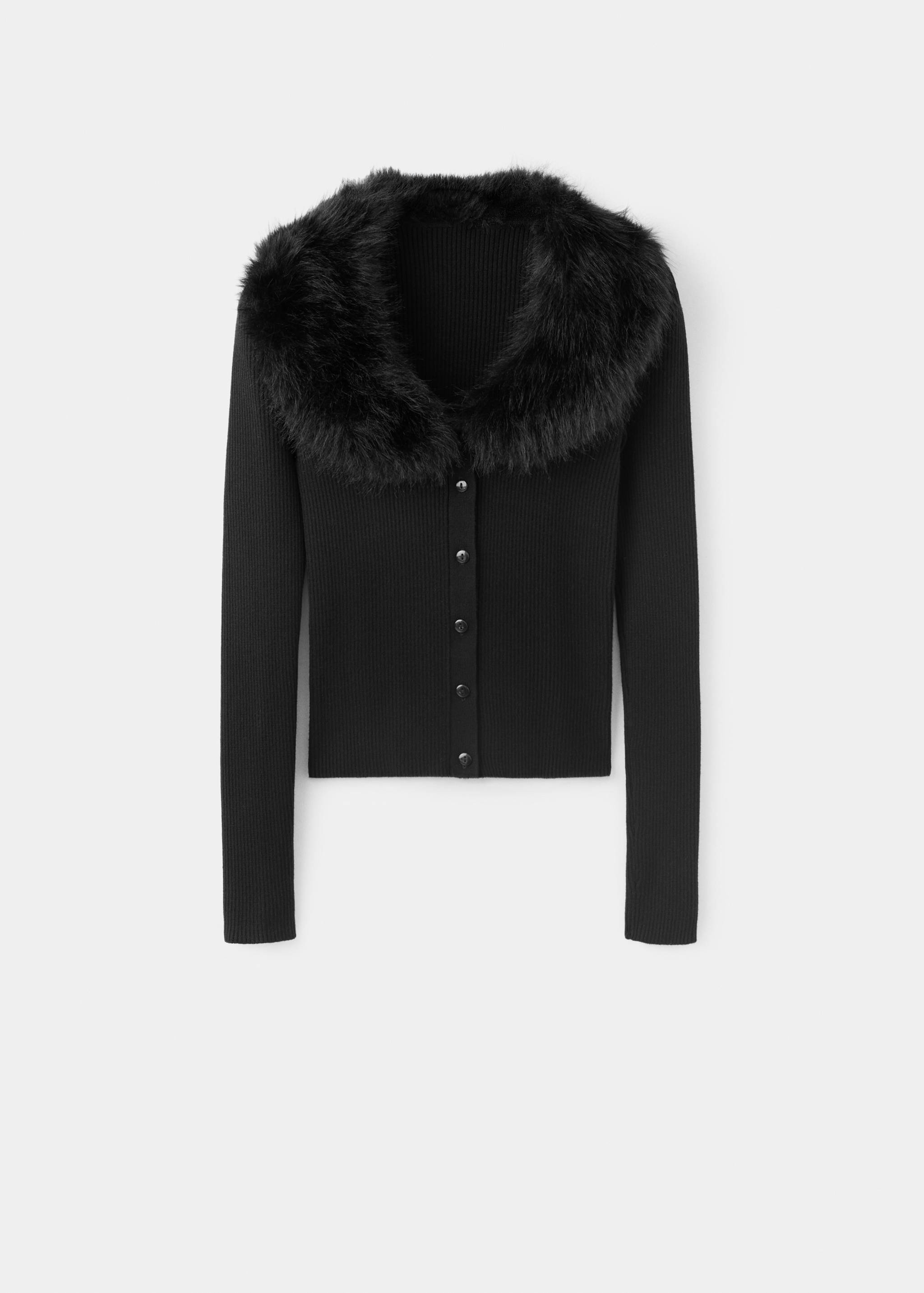 Cardigan col imitation fourrure amovible - Article sans modèle