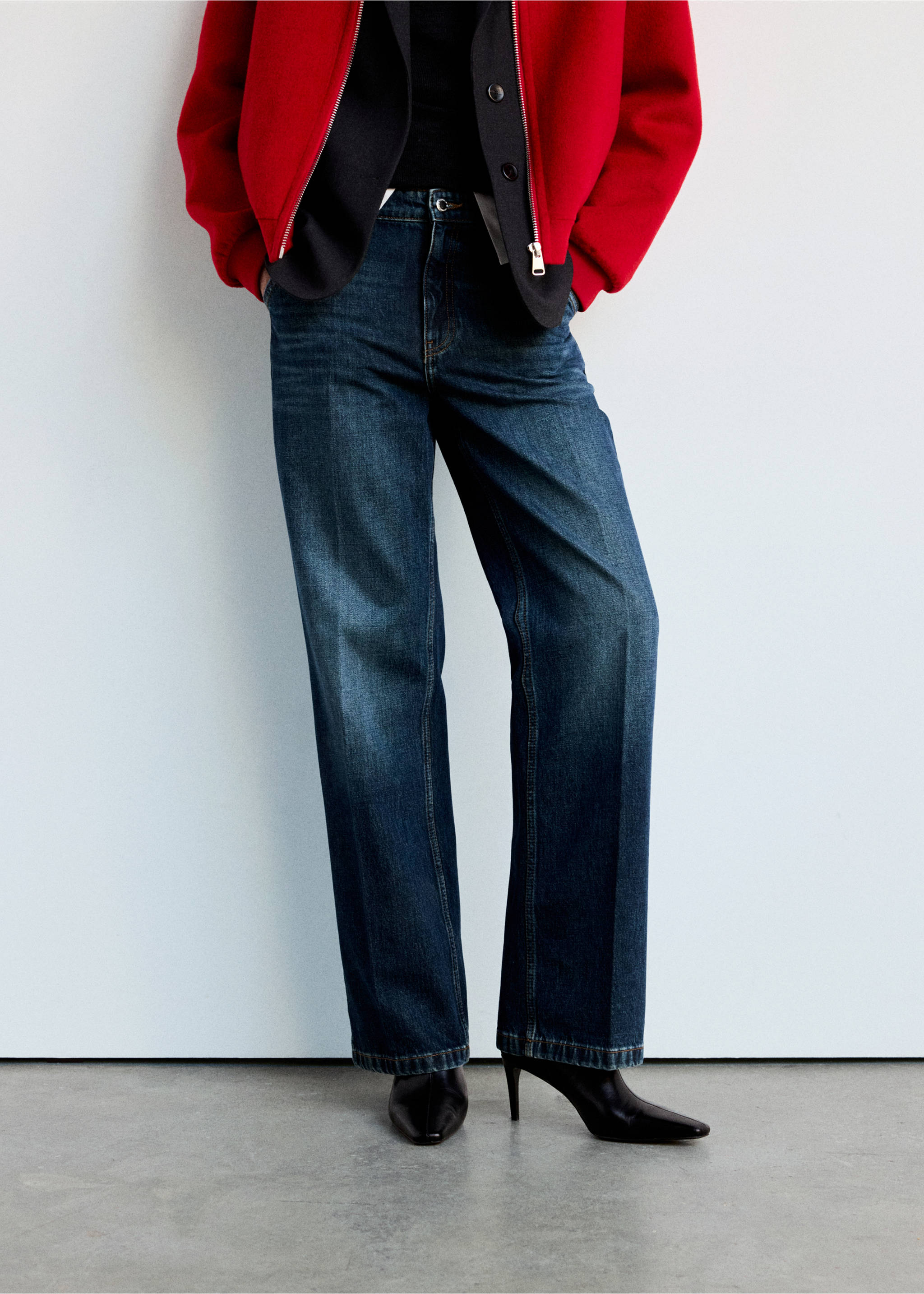 Regular-waist straight-leg jeans - Medium plane, Dark Blue. Ref: 37027792-00.