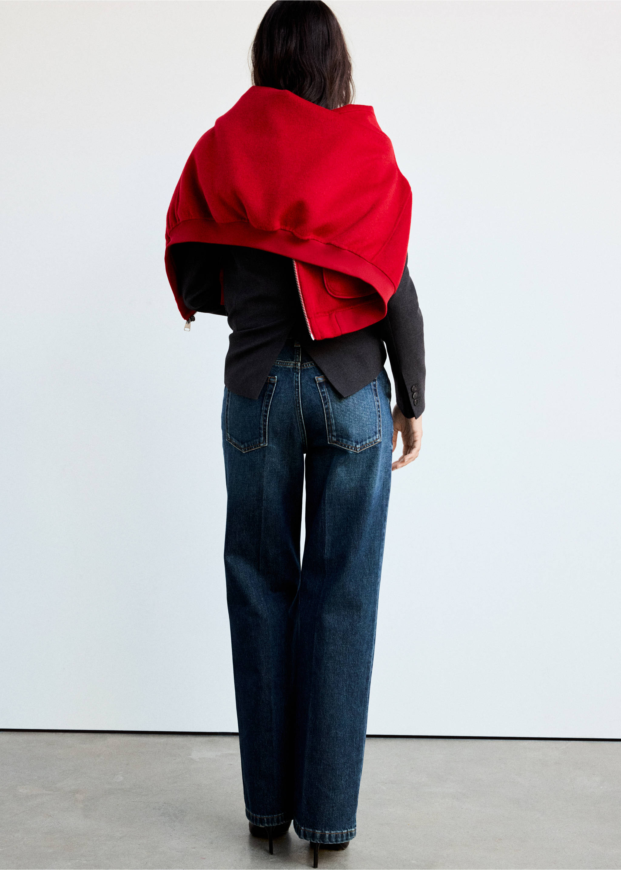 Regular-waist straight-leg jeans - Reverse of the article, Dark Blue. Ref: 37027792-00.
