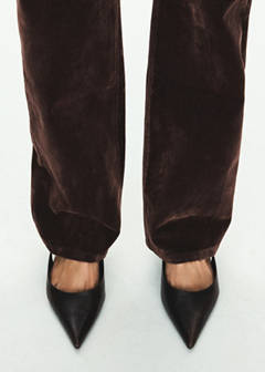 Straight velvet-flocked jeans — Brown 5