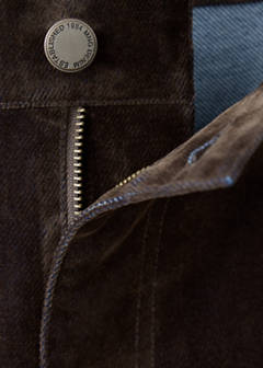 Straight velvet-flocked jeans — Brown 7