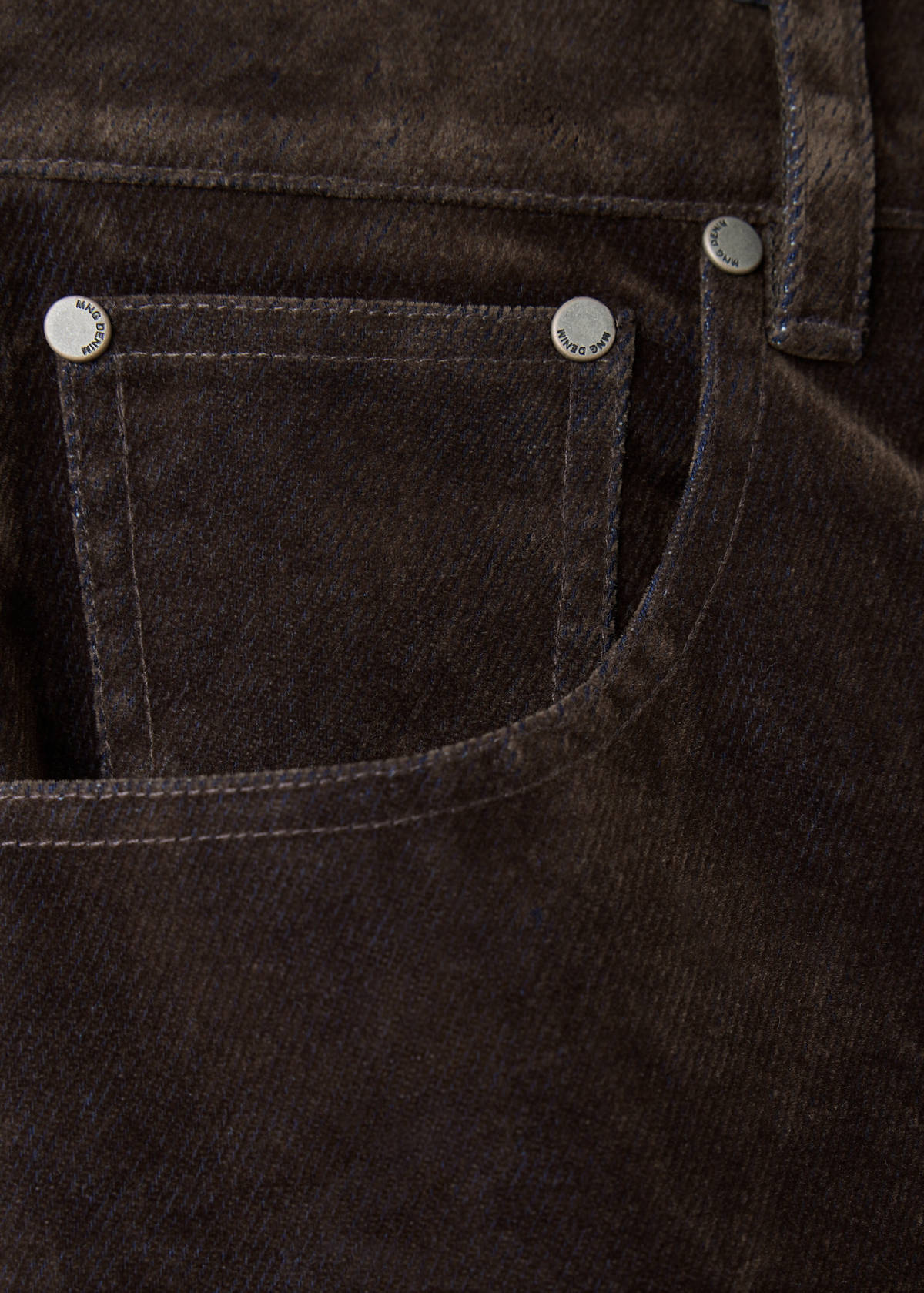 Straight velvet-flocked jeans — Brown