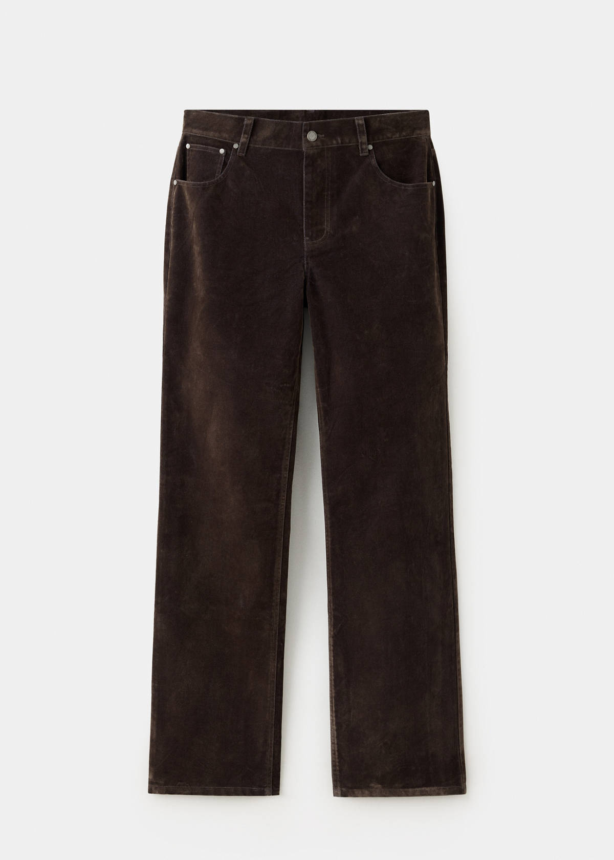 Straight velvet-flocked jeans — Brown