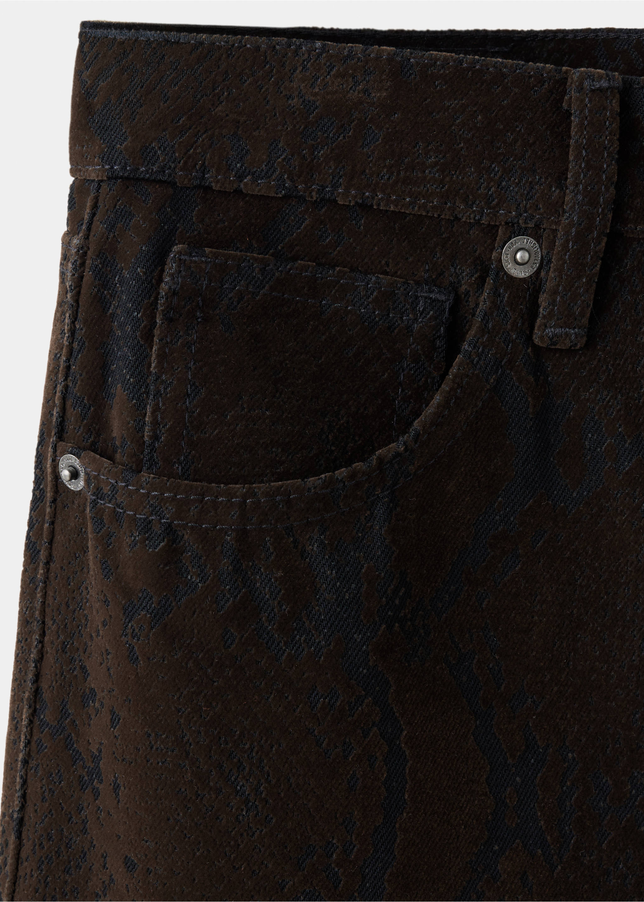 Широкие джинсы wide leg из бархата - Деталь изделия 0, Шоколадный. Ref: 37027795-00.