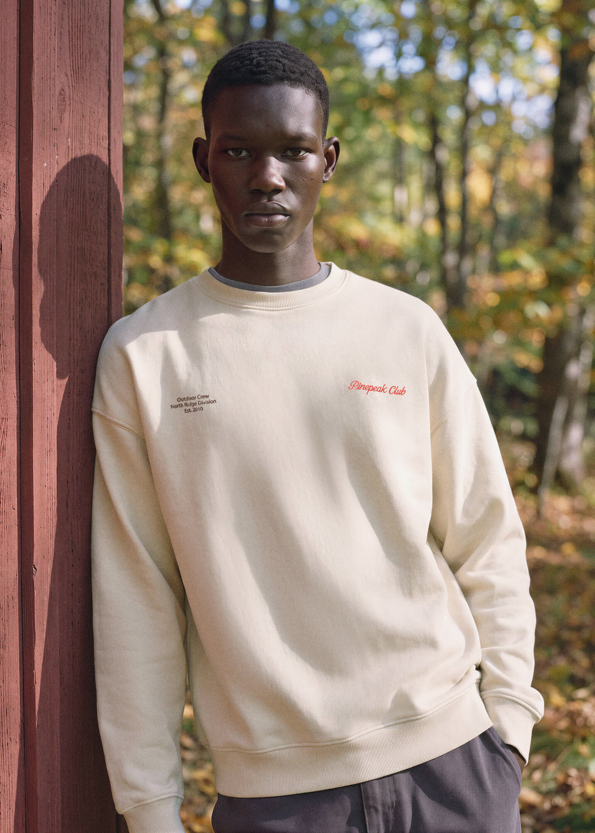 Cotton sweatshirt with printed text - Medium plane