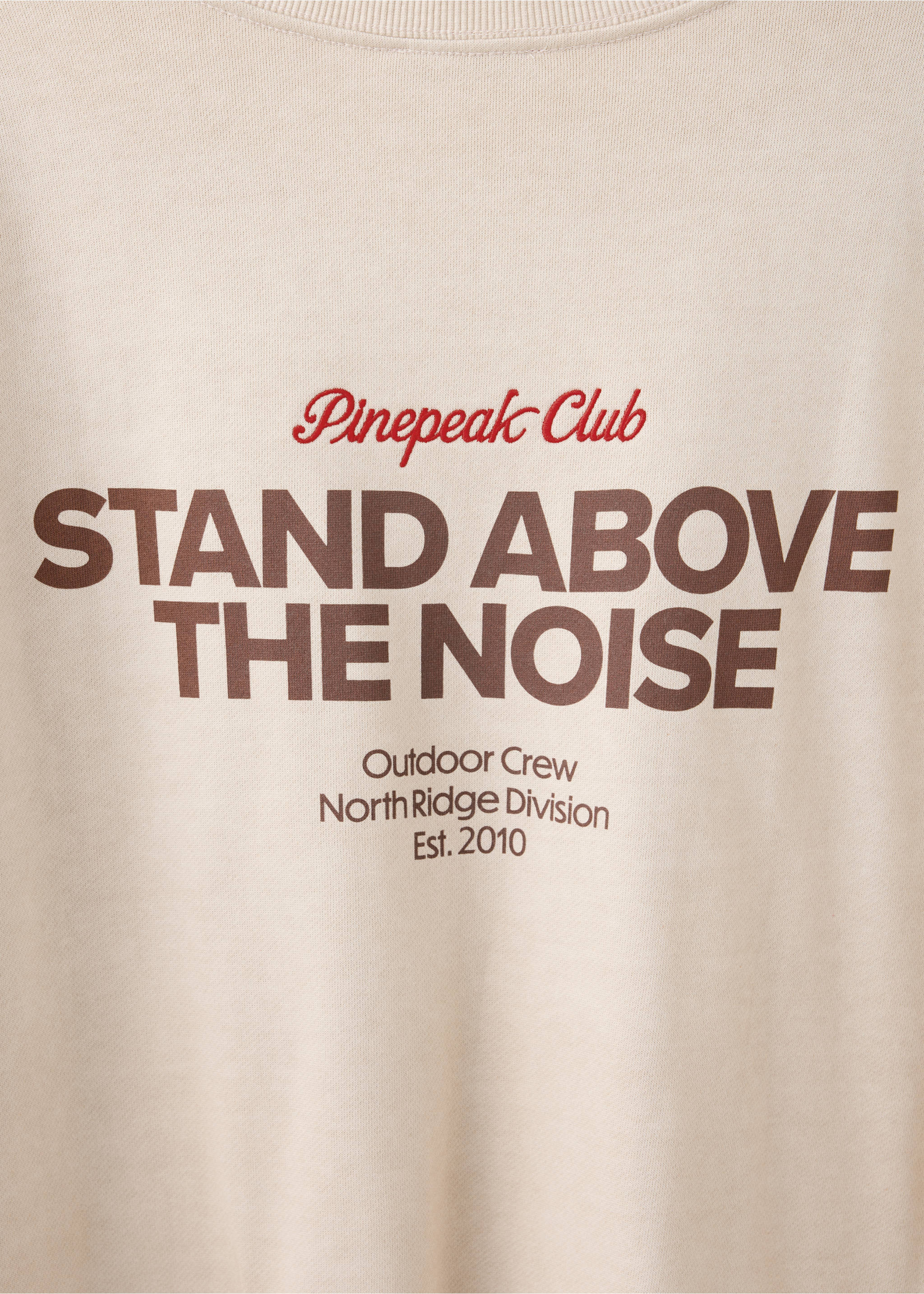 Cotton sweatshirt with printed text - Details of the article 0, Sand. Ref: 37027801-00.