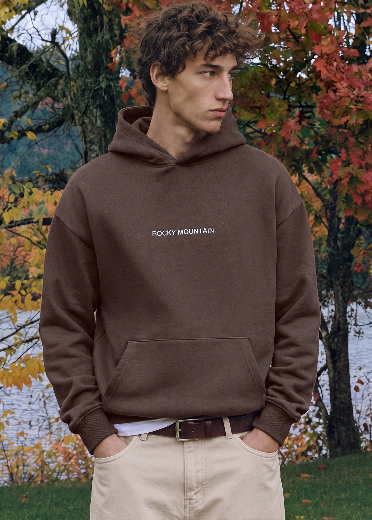 Printed hoodie — Brown