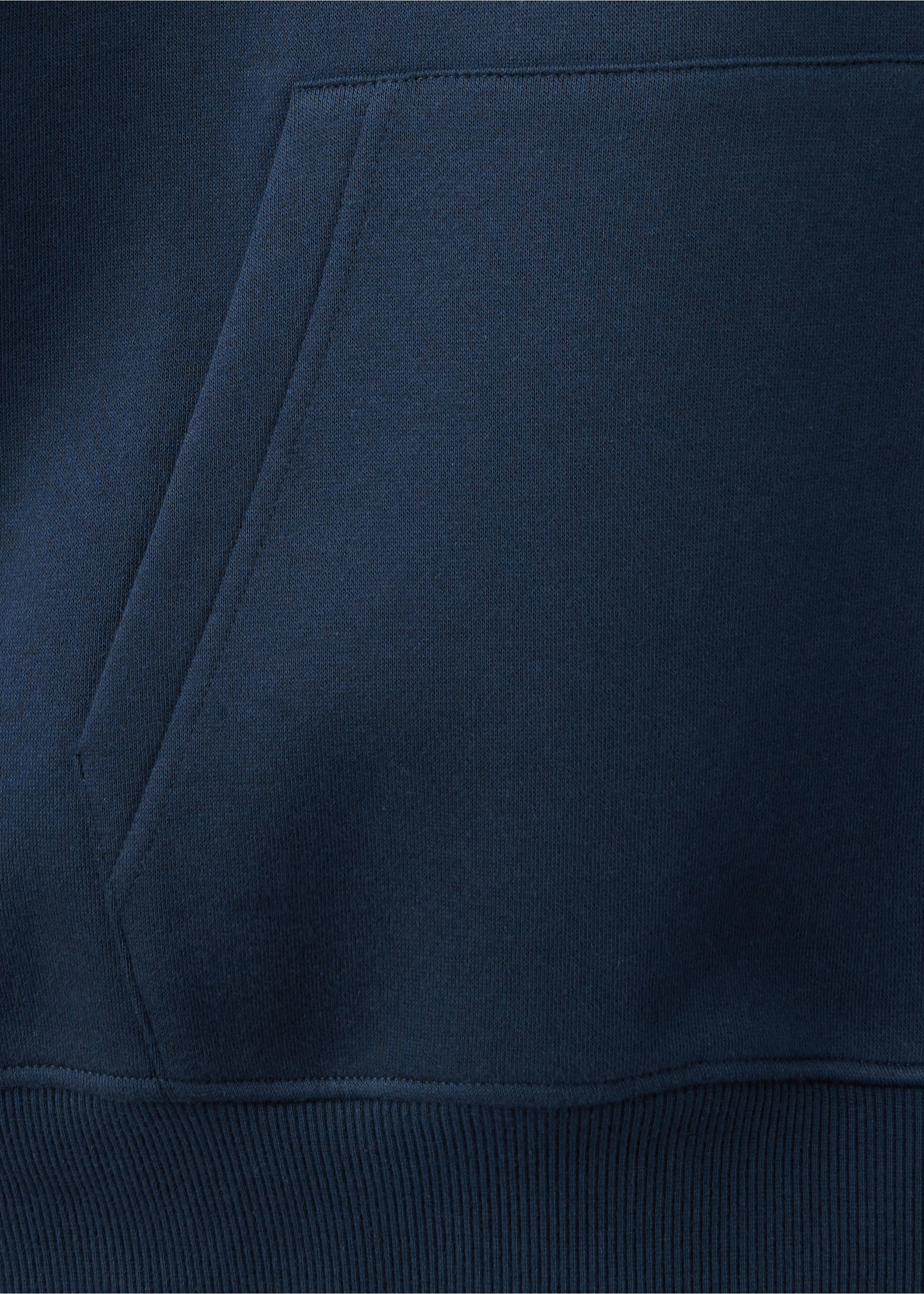 Close-up of a navy blue teen sweatshirt showing fabric and pocket detail., Navy. Ref: 37027804-00.